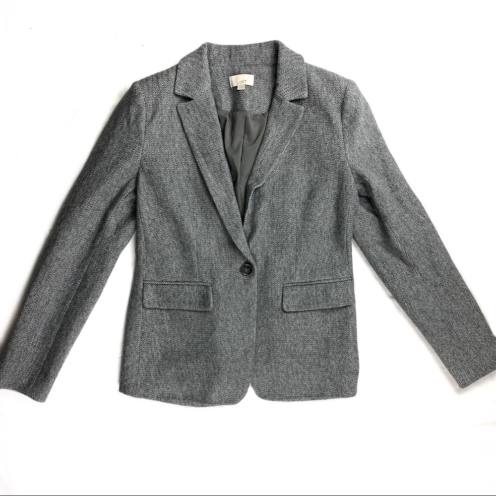 Ann Taylor Loft Deep Neck Cut Blazer